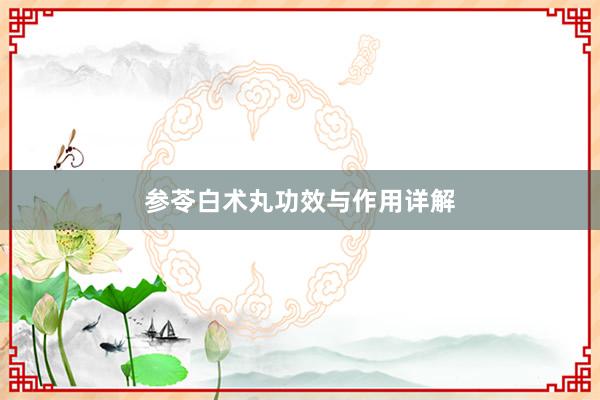 参苓白术丸功效与作用详解
